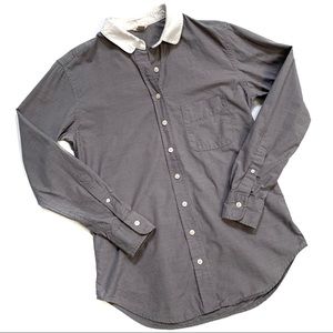 Fossil Gray and White Plaid Button Down Shirt XS